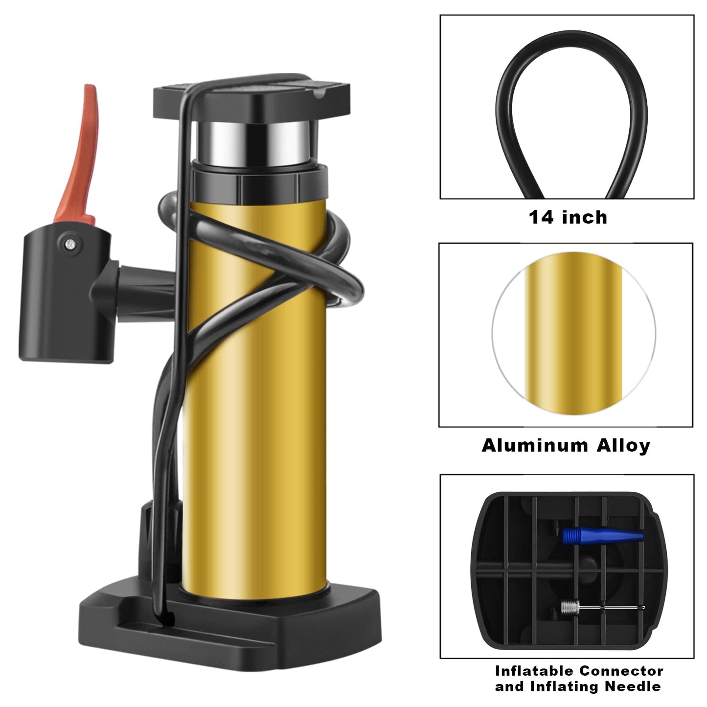 Bike Pump Portable, Mini Bicycle Pump, 120 PSI Hand Air Pumps with Presta and Schrader Valve for Bike Tires, Balls, Balloons