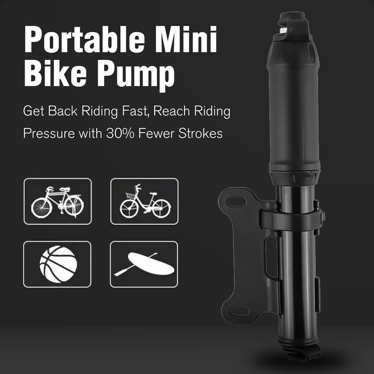 ENGWE Bike Pump,Electric Bicycle Mini Portable with Presta & Schrader Valves, Pressure 100 PSI Bike Tire Pump Universal