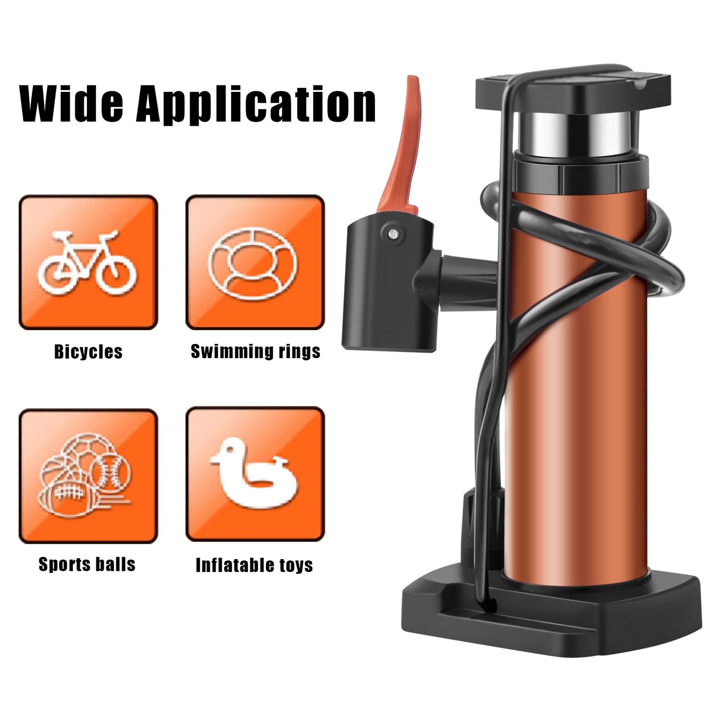 Bike Pump Portable, Mini Bicycle Pump, 120 PSI Hand Air Pumps with Presta and Schrader Valve for Bike Tires, Balls, Balloons